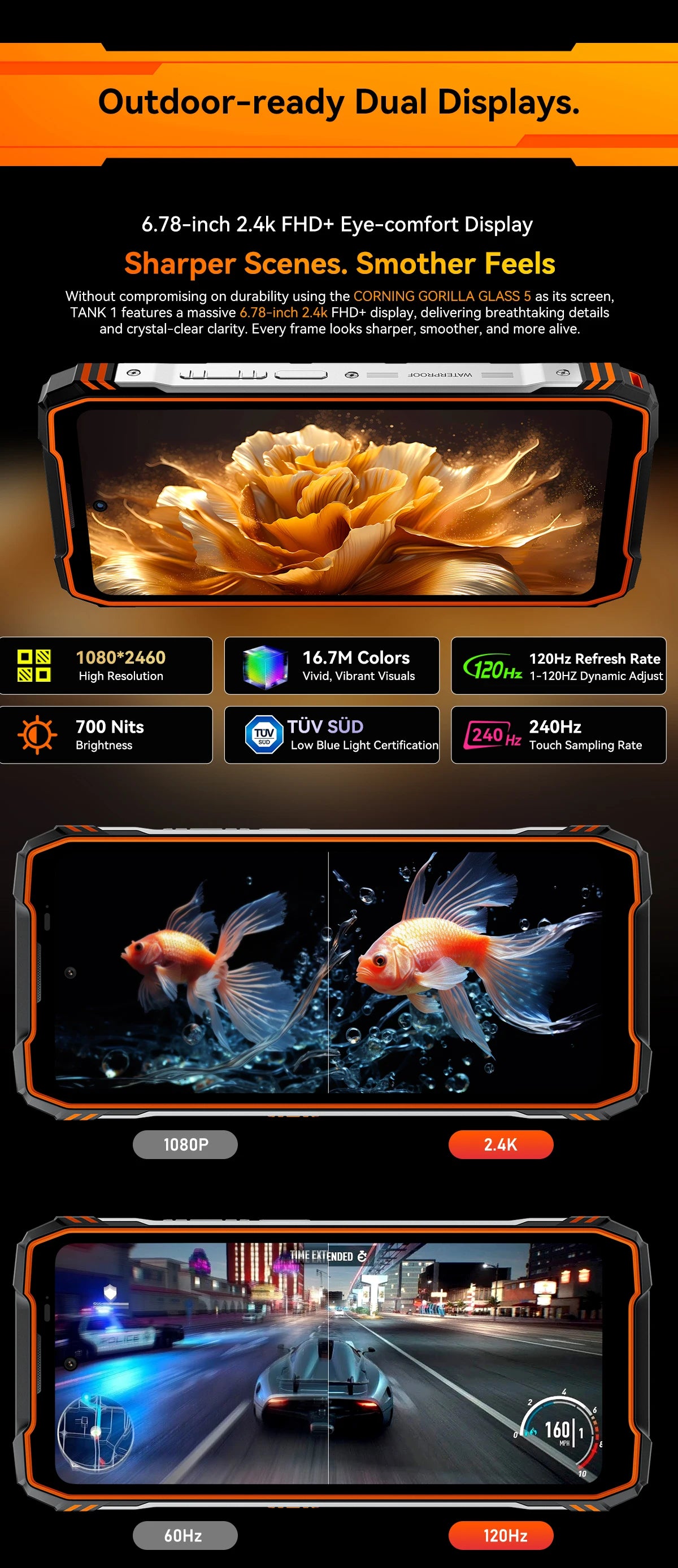 【World premiere】Blackview Oscal TANK 1 Rugged SmartPhone 5G MediaTek Dimensity 7050 6.78" 2.4K 120Hz Display 20000mAh NFC 64MP