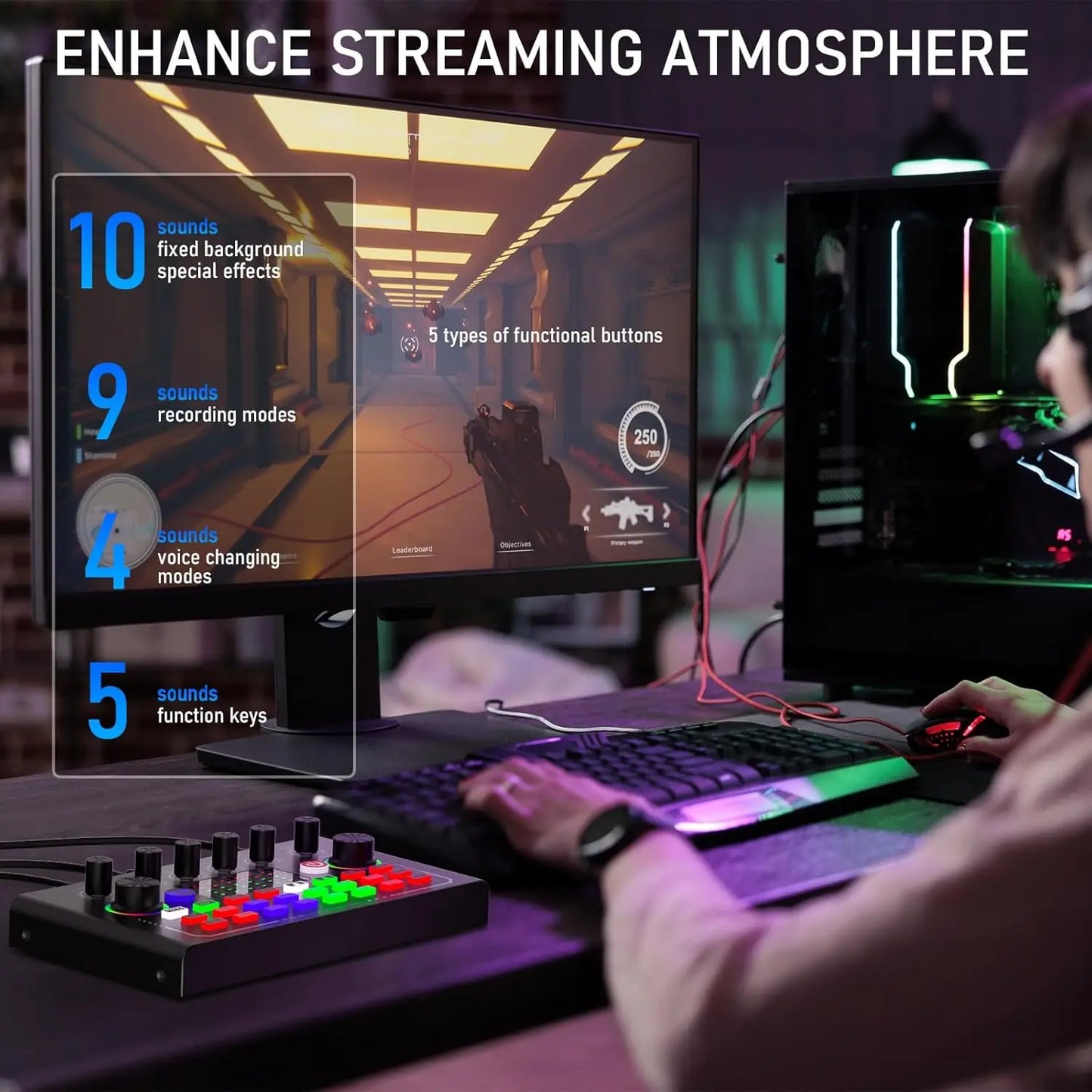 F009 Live Sound Card Broadcast quipment,Bluetooth Audio DJ Mixer with Microphone Set Device For Smartphone Live Streaming