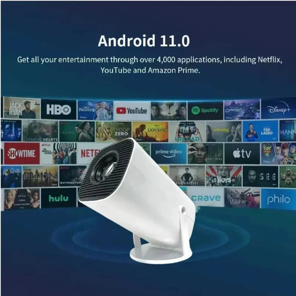 Portable P30 Smart Mini Projector: Android 11,WiFi 6 Connectivity,4K/1080P Compatibility,1280×720P Native,Ideal for Home Cinema