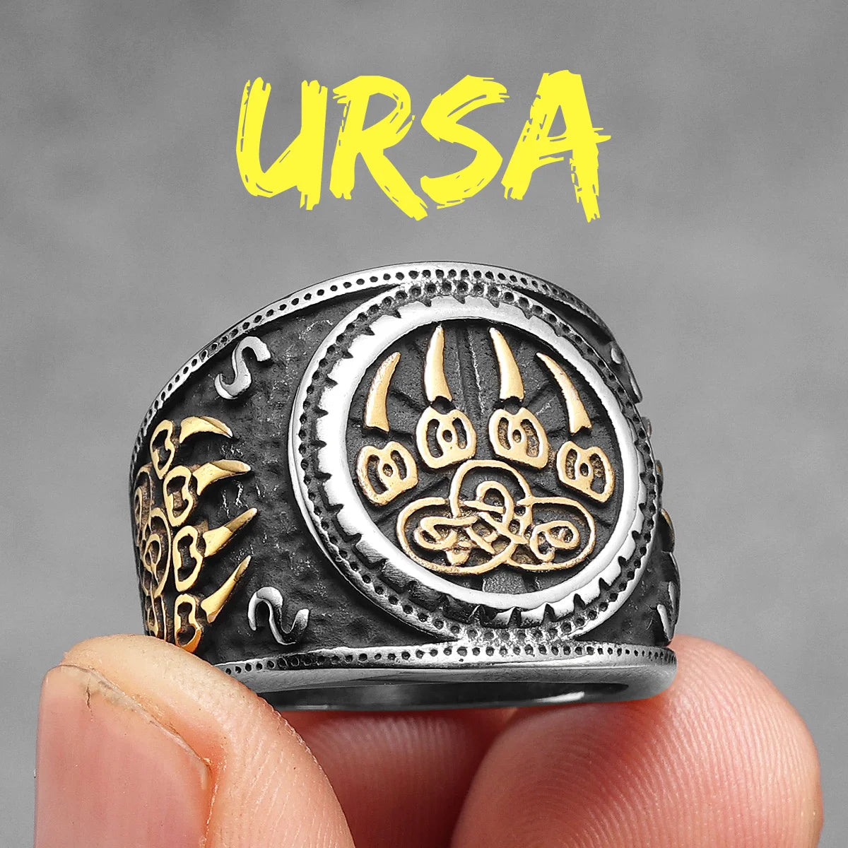 Viking Runes Wolf Ursa Bear Stainless Steel Womens Mens Rings Punk Vintage For Boyfriend Biker Jewelry Creativity Gift Wholesale