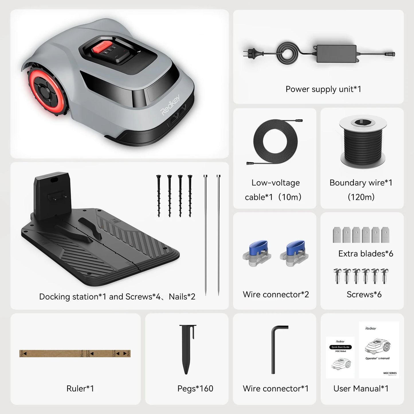 Redkey Robotic Lawn Mower | MGC500 / MGC1000 | C-TOF Navigation | 45% Climb | IPX6 | App Control | Auto Charging