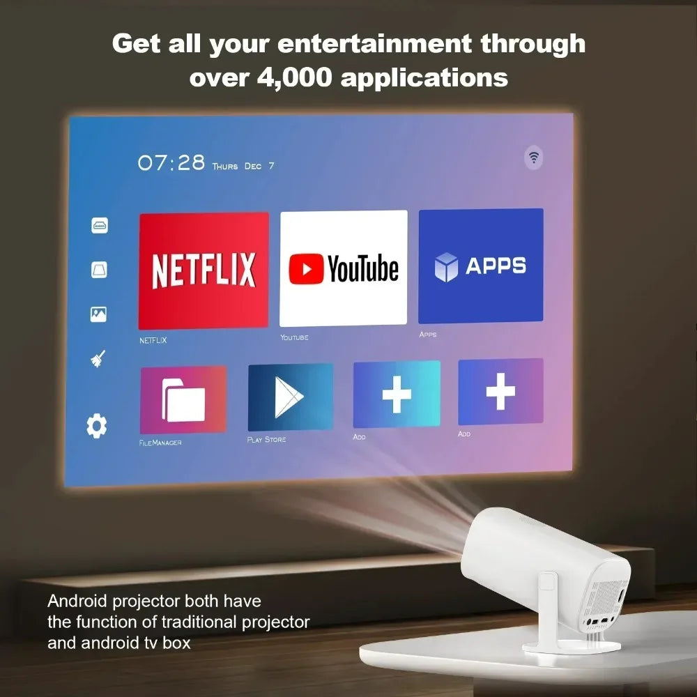 Portable P30 Smart Mini Projector: Android 11,WiFi 6 Connectivity,4K/1080P Compatibility,1280×720P Native,Ideal for Home Cinema