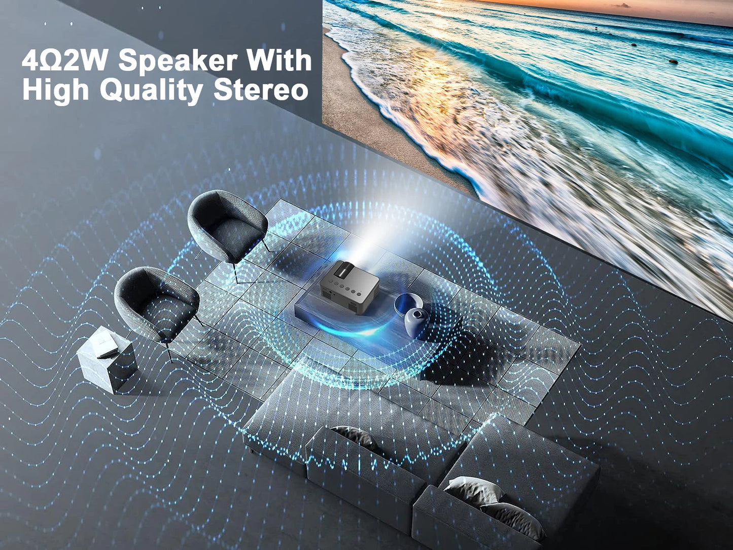 Portable projector YT100. Supports high-definition projection. Mini projector. Mobile cinema.