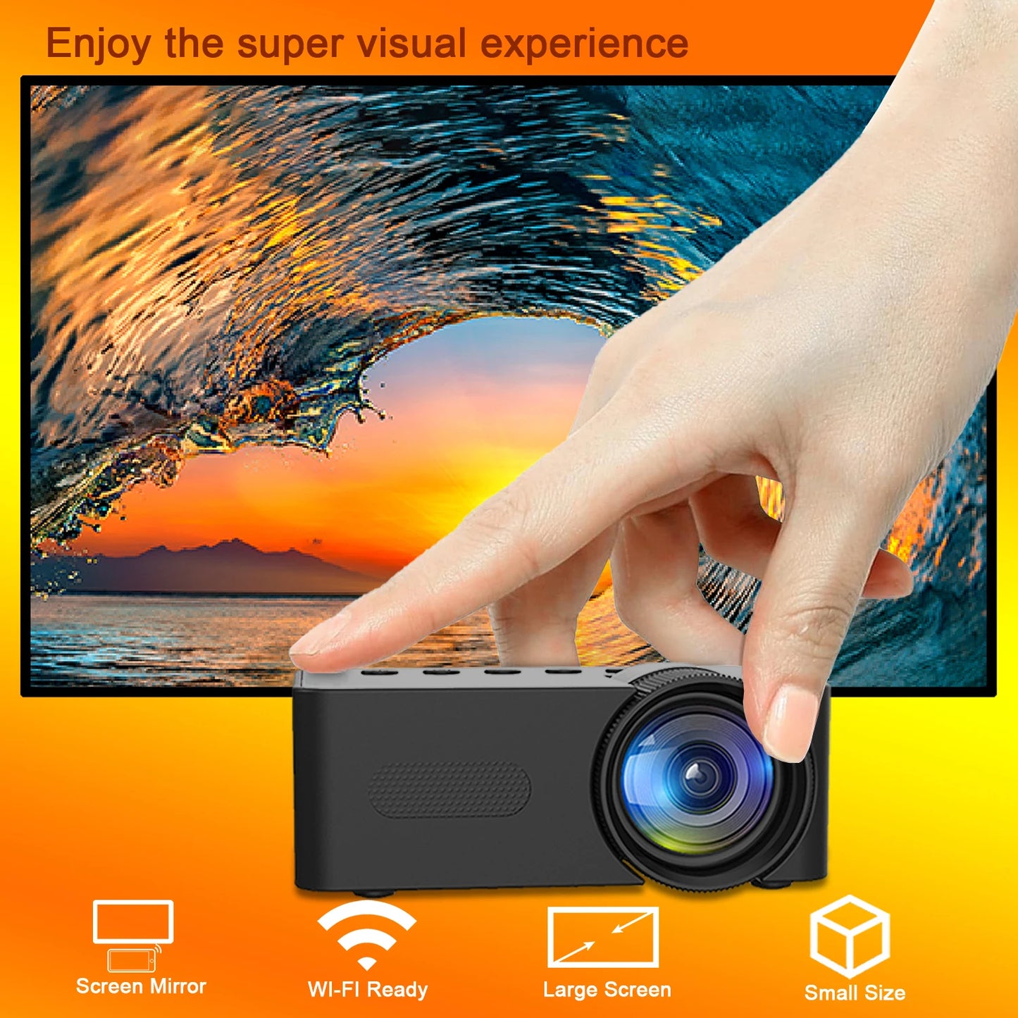 Portable projector YT100. Supports high-definition projection. Mini projector. Mobile cinema.