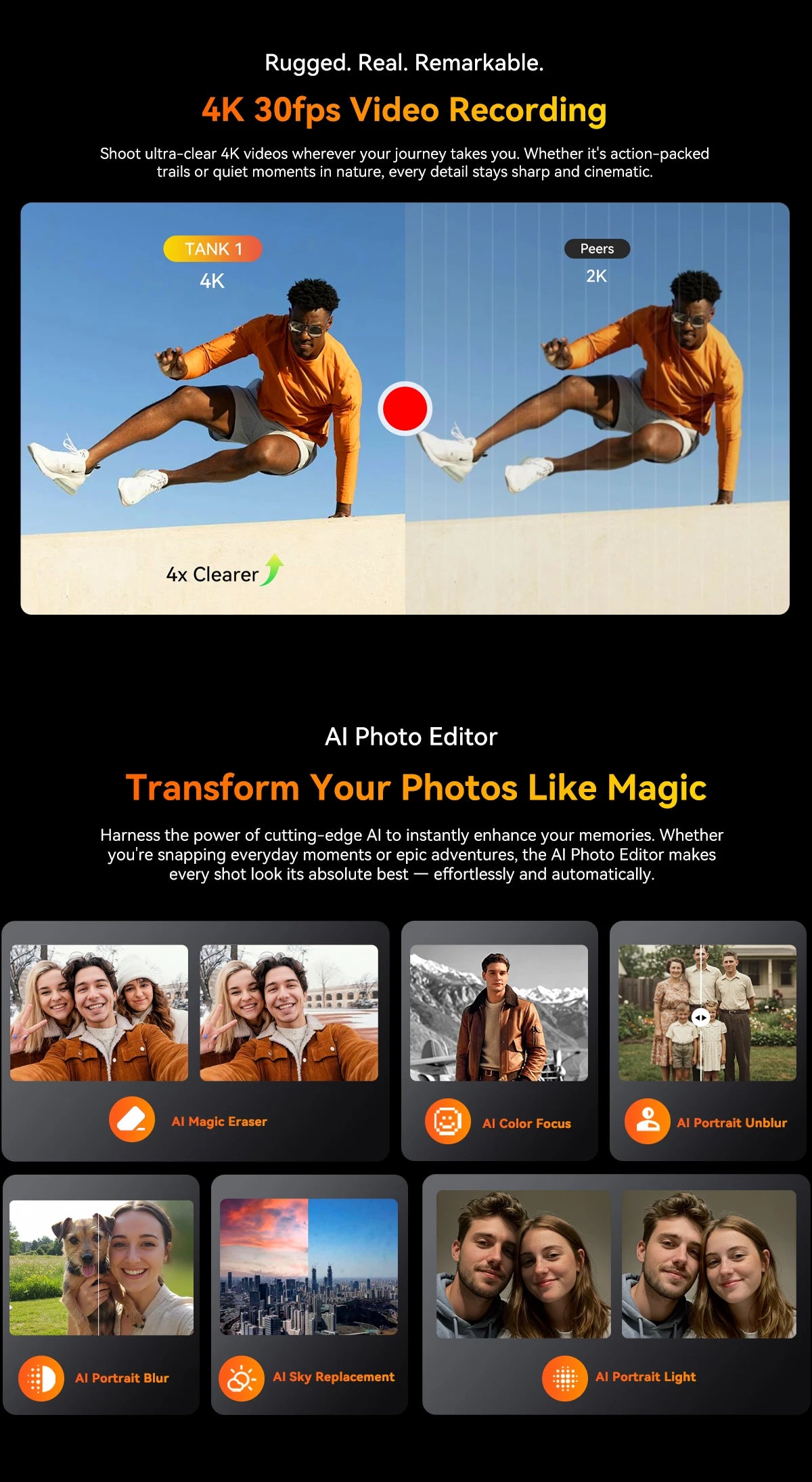 【World premiere】Blackview Oscal TANK 1 Rugged SmartPhone 5G MediaTek Dimensity 7050 6.78" 2.4K 120Hz Display 20000mAh NFC 64MP