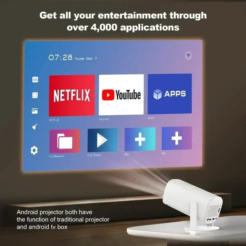Portable P30 Smart Mini Projector: Android 11,WiFi 6 Connectivity,4K/1080P Compatibility,1280×720P Native,Ideal for Home Cinema