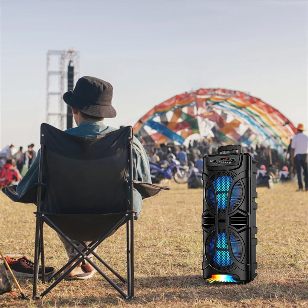 6800W Portable Bluetooth Speaker Sound System Party Led Light Rechargeable Outdoor Loud KaraokeDual 8 " Speaker USB TWS