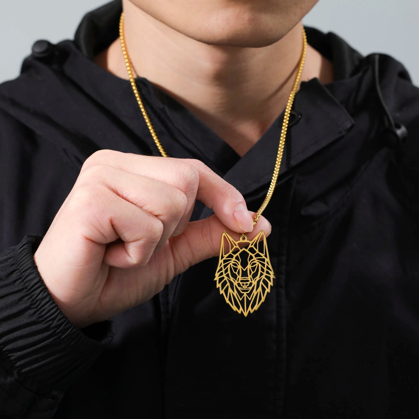 My shape Stainless Steel Wolf Head Necklace for Men Women Hollow Wolf  Animal Necklace Punk Jewelry Male Boys Valentine's Day