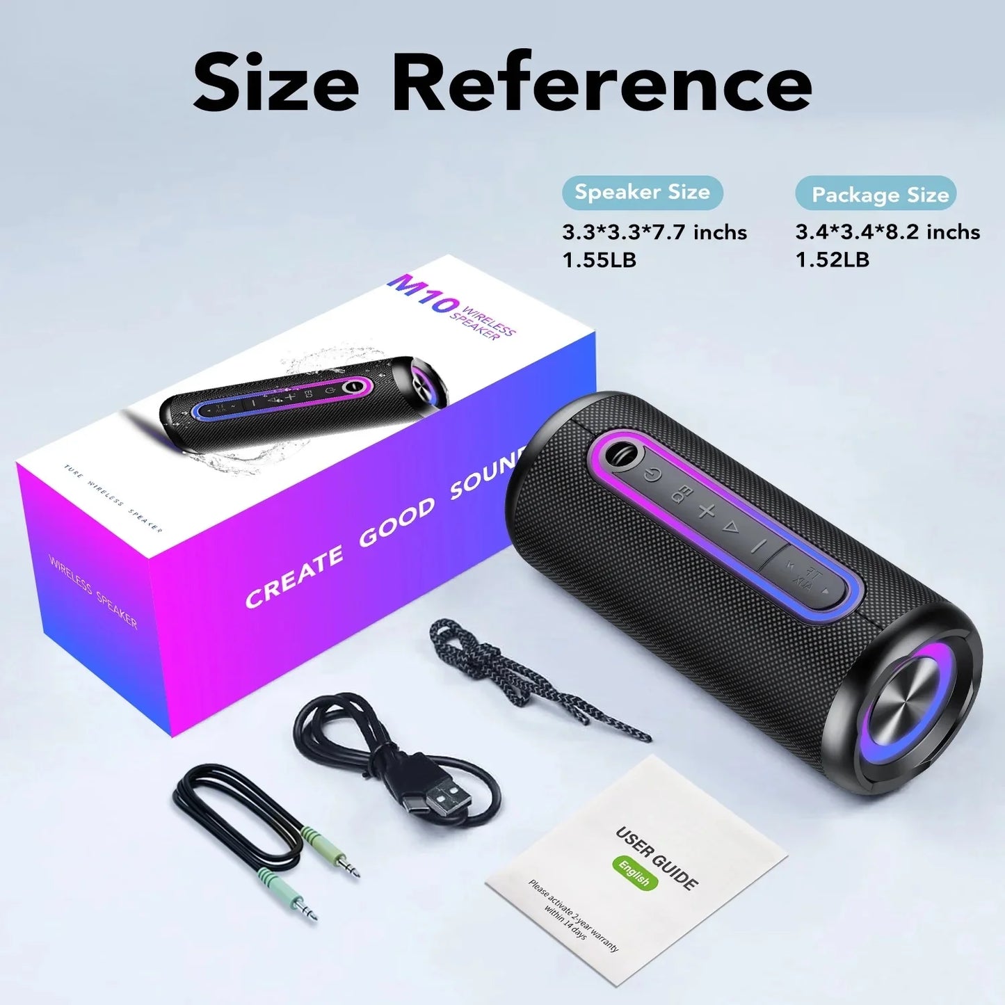 Bluetooth Speakers, Portable Wireless Speaker with 30W Loud Stereo Sound, BT5.4, IP7 Waterproof, 24H Playtime, Portable Speaker