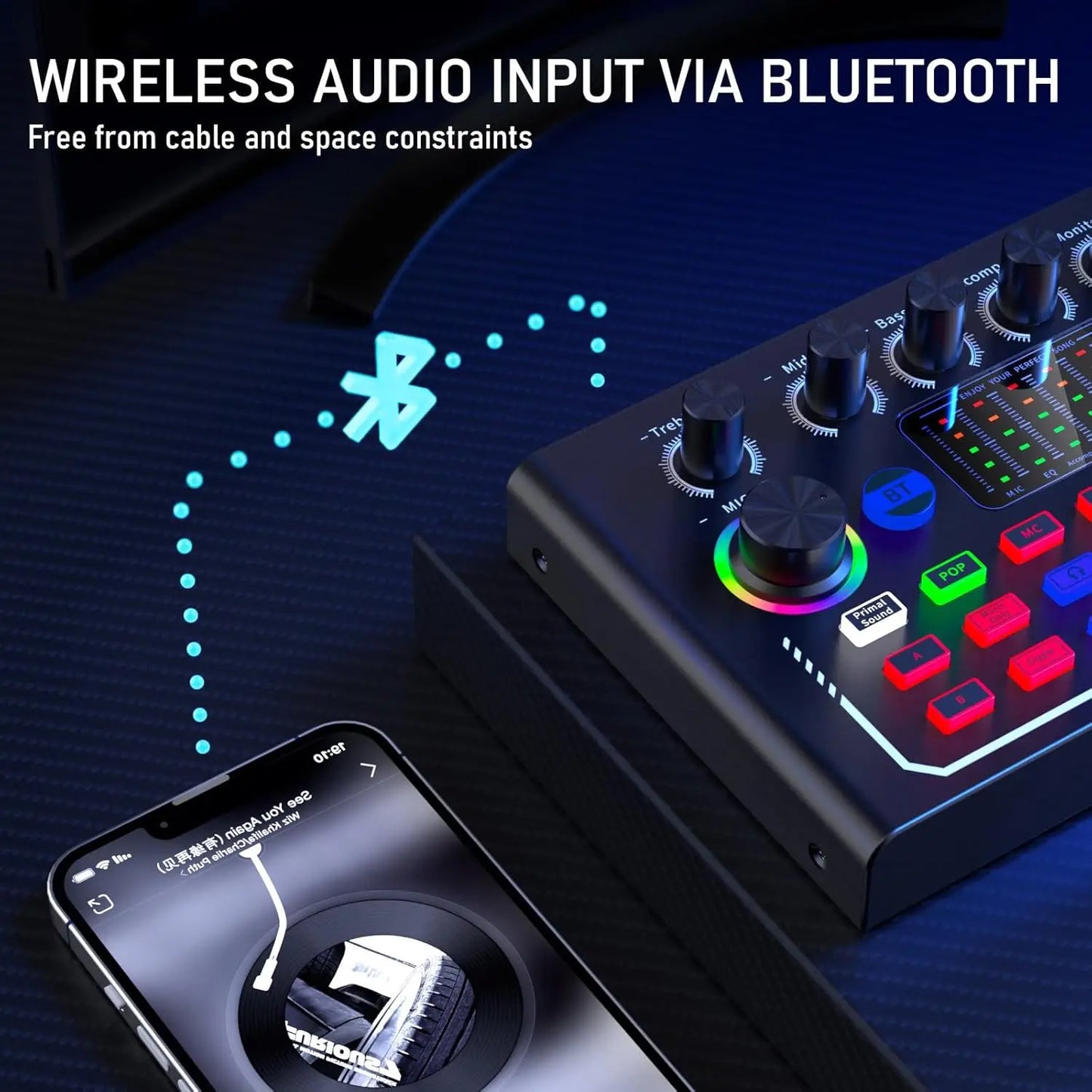 F009 Live Sound Card Broadcast quipment,Bluetooth Audio DJ Mixer with Microphone Set Device For Smartphone Live Streaming