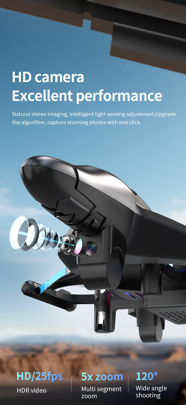 K500 MAX is equipped with a screen, a 2.4G remote-controlled aerobatic gliding fighter jet and a 360° rolling drone toy gift