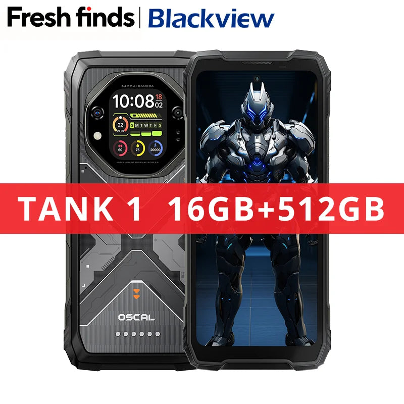 【World premiere】Blackview Oscal TANK 1 Rugged SmartPhone 5G MediaTek Dimensity 7050 6.78" 2.4K 120Hz Display 20000mAh NFC 64MP