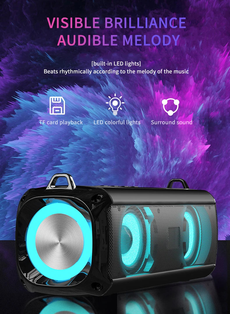 Rockmia RGB Speaker EBS-045 AliExpress Choice Portable Wireless Music Player & Soulder Straps LED Bluetooth 5.0 TF USB-C Aux