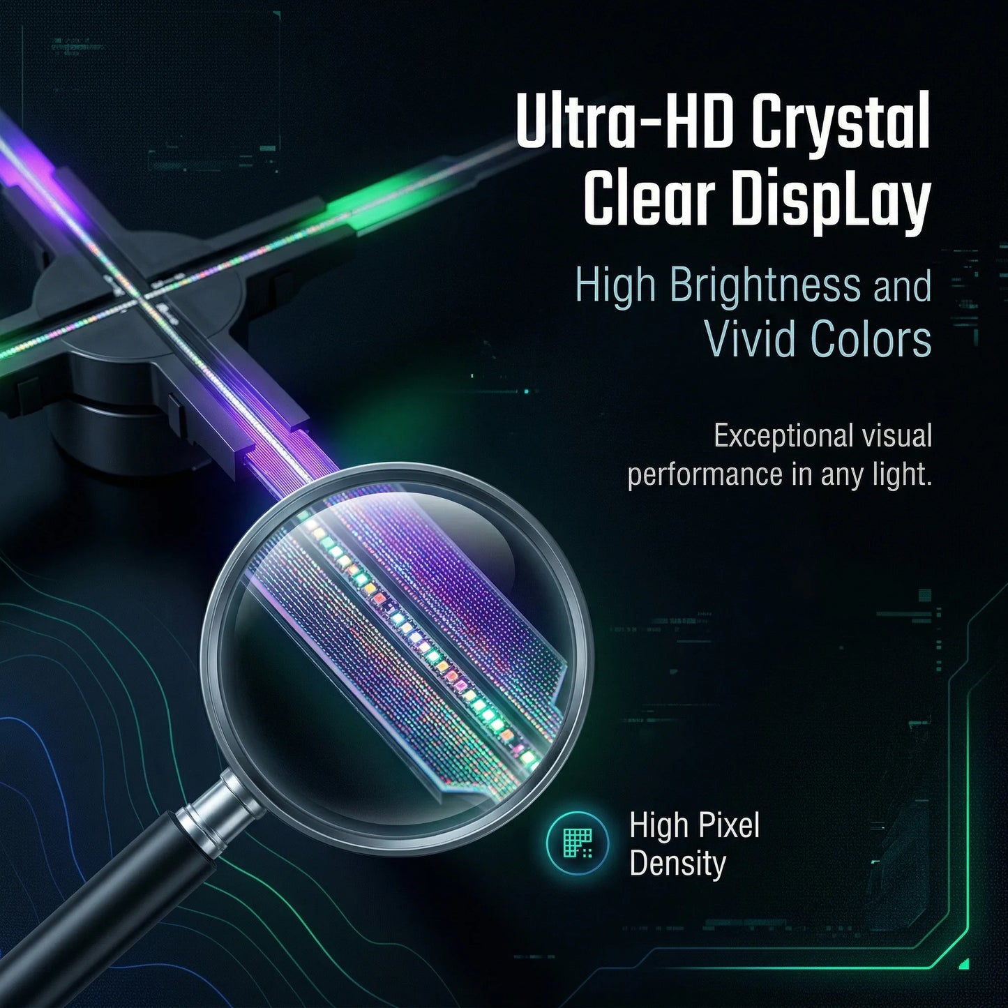 50cm 3D Hologram Fan Projector | HD LED Holographic Display | WiFi + App Control | Advertising & Events