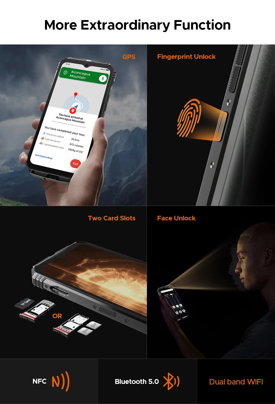 DOOGEE S Punk Pro Rugged Phone 128dB Speaker 8GB RAM 512GB ROM 6.6'' FHD+ Display 10800mAh Battery 50MP AI Camera NFC Smartphone