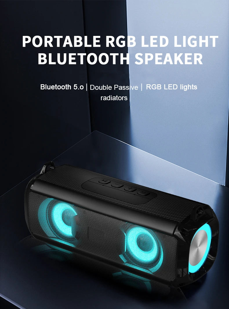 Rockmia RGB Speaker EBS-045 AliExpress Choice Portable Wireless Music Player & Soulder Straps LED Bluetooth 5.0 TF USB-C Aux