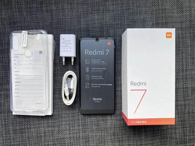 Global ROM Original Xiaomi Redmi 7 4G Smartphone 4GB 64GB 6.26 Inch HD Screen Octa Core 4000 MAh Unlocked Android 4G Phones