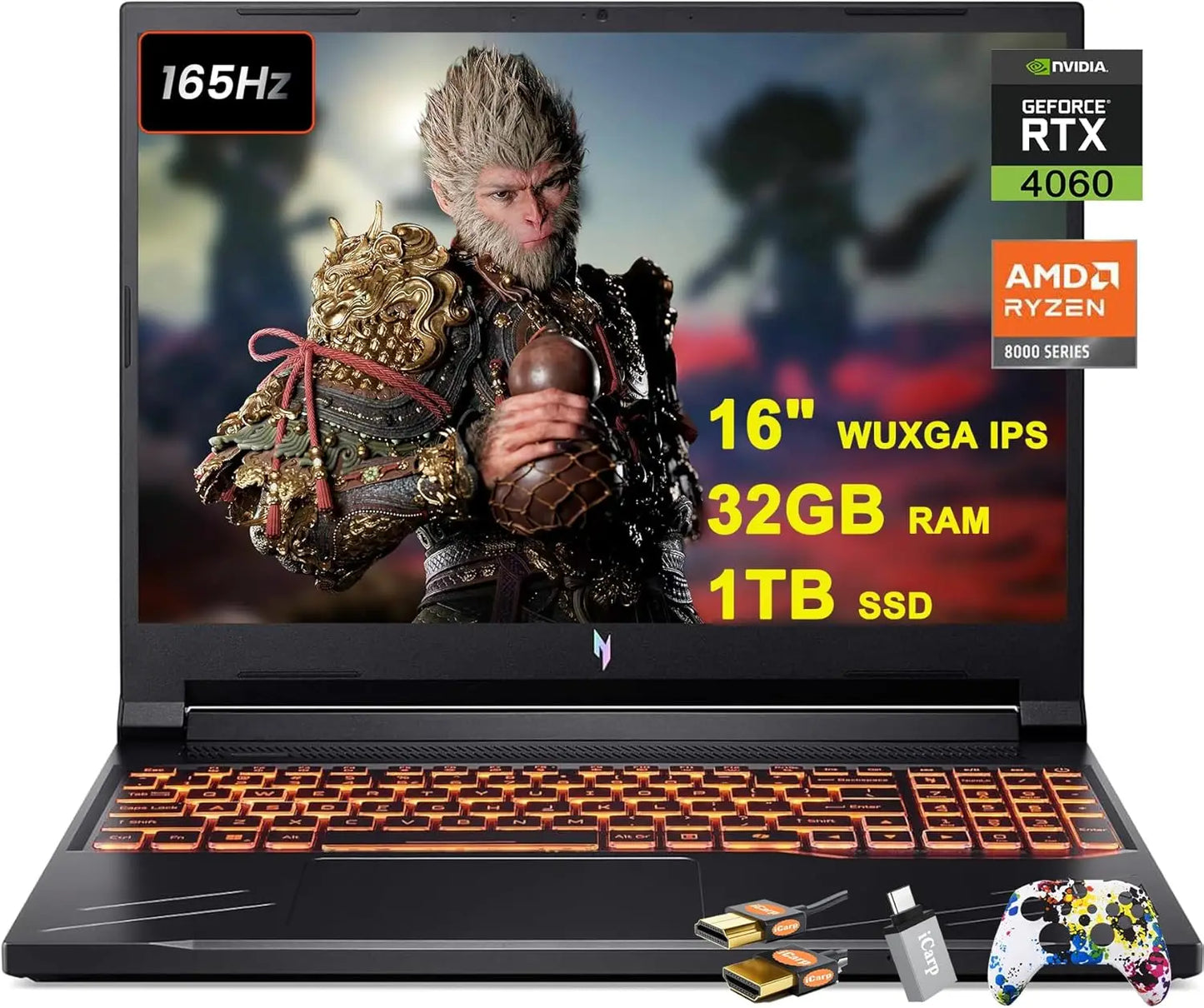 Nitro V 16 Gaming Laptop 16" WUXGA IPS 165Hz Zen 4 Octa-Core