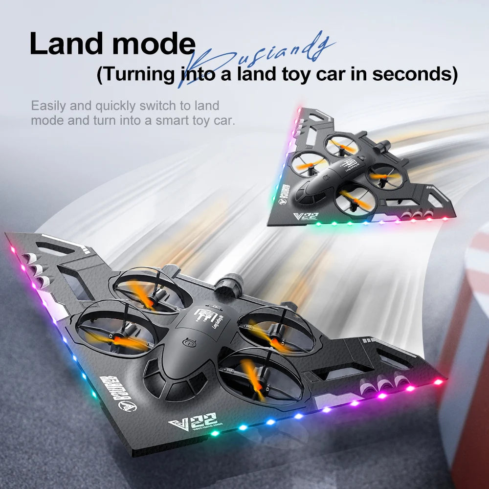 V22 3 in 1 RC Glider Helicopter 2.4G EPP Stunt Gravity Sensing Foam Fighter Remote Control Airplane With Color Light Boy Toy